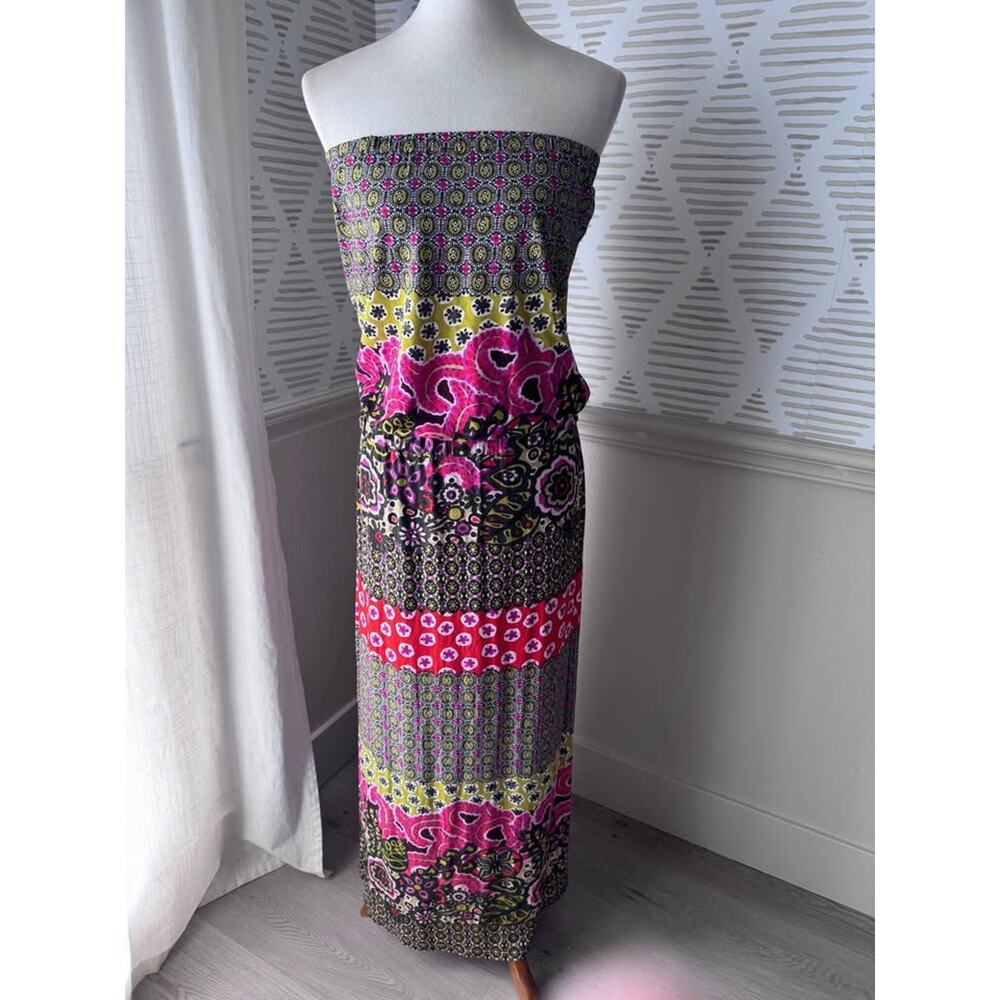 Anthropologie Uncle Frank Small Strapless Drop Waist Boho Maxi Dress - Picture 2 of 10